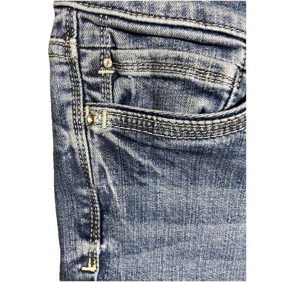 WHBM Jeans Womens 6 Blanc Peddle Pushers Denim Blue  Pants Rhinestone Accents - Picture 3 of 4